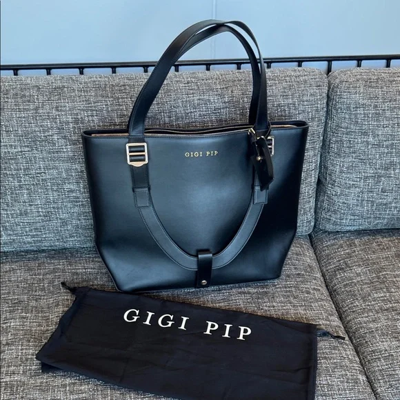 GIGI PIP Hayes Black Leather Hat Carrier Carrying Tote Travel Bag - Picture 2 of 14